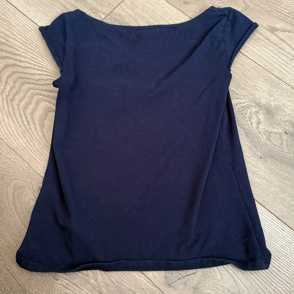 John Galt- Navy Scoop Neck Cap Sleeve Top - Picture 2 of 4